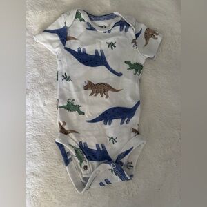 Carter's White Bodysuit with Blue and Green Dinosaurs